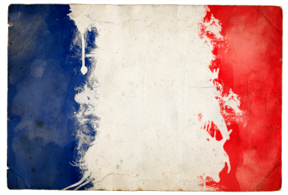 A splatter grunge effect tricolor flag of France