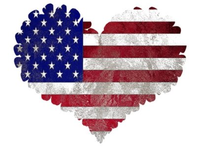Herz mit der amerikanischen Flagge, Stars and Stripes, USA